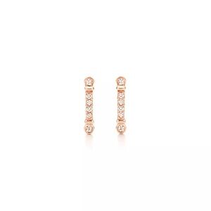Tiffany & Co. Rose Gold Diamond Key Bar Earrings